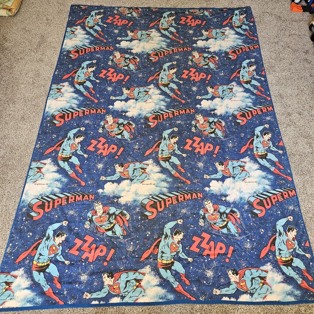 Vintage 1978 Superman DC Comics - Flat Sheet Turned Into Blanket
